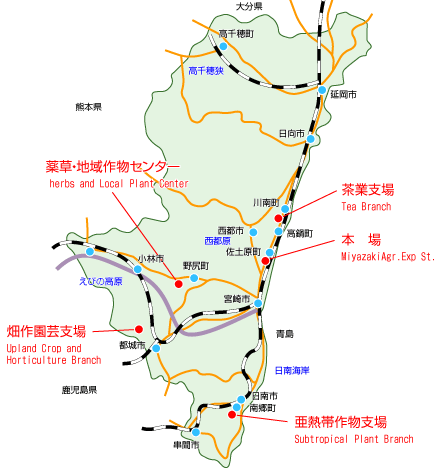 県内における各支場位置図