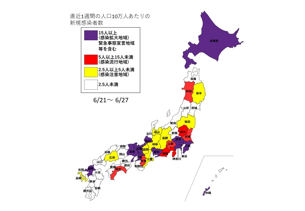 6月21日～6月27日全国感染状況