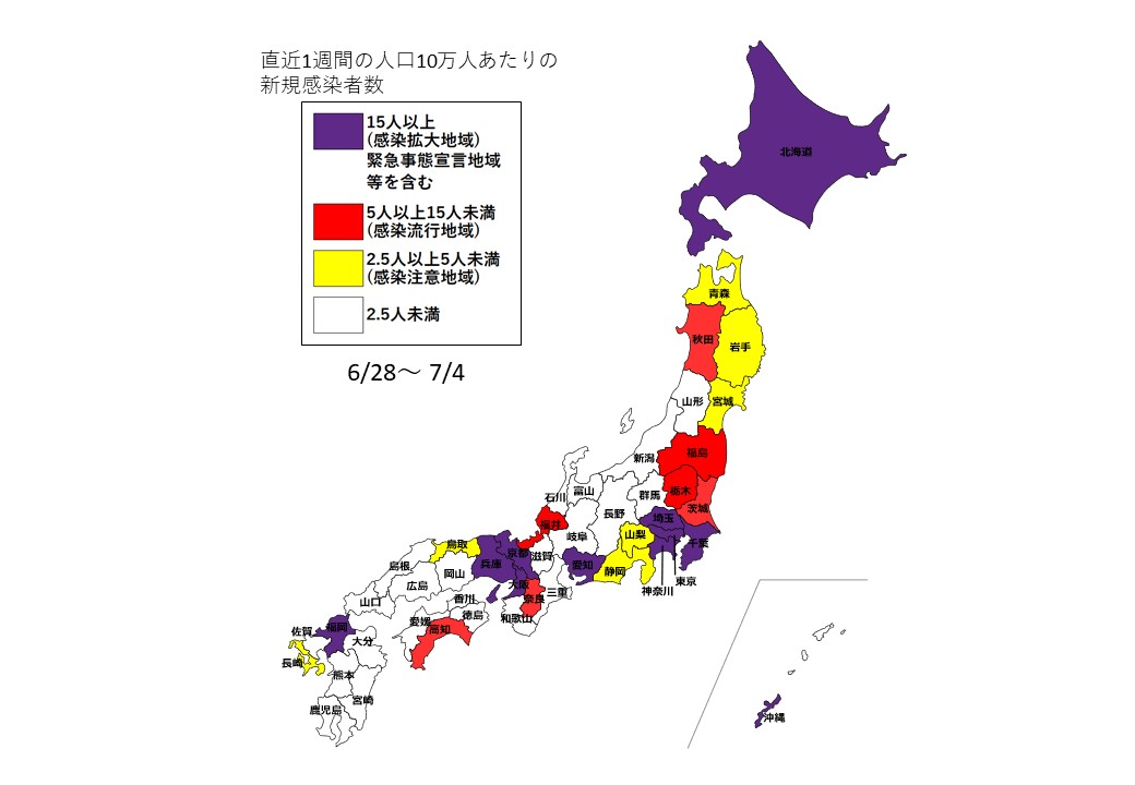 6月28日～7月4日全国感染状況