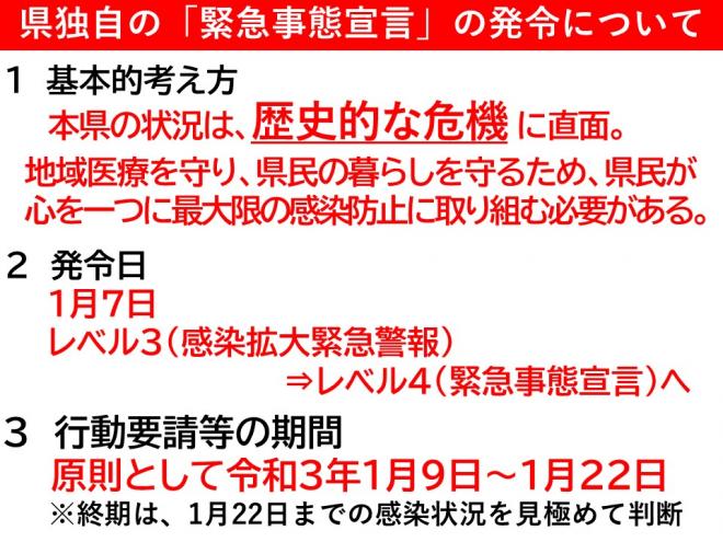 県独自の「緊急事態宣言」の発令について