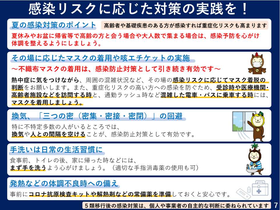 感染リスクに応じた対策の実践を！