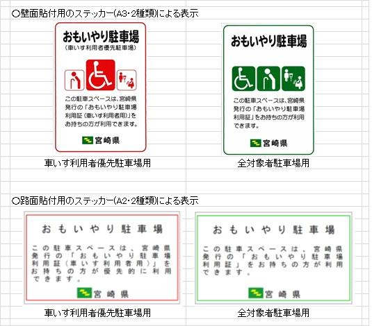 おもいやり駐車場精度対象の駐車区間表示ステッカーの見本画像