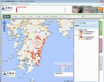 土砂災害警戒区域等マップの画面みほん