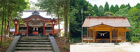 写真左から霧島東神社、霧島岑神社